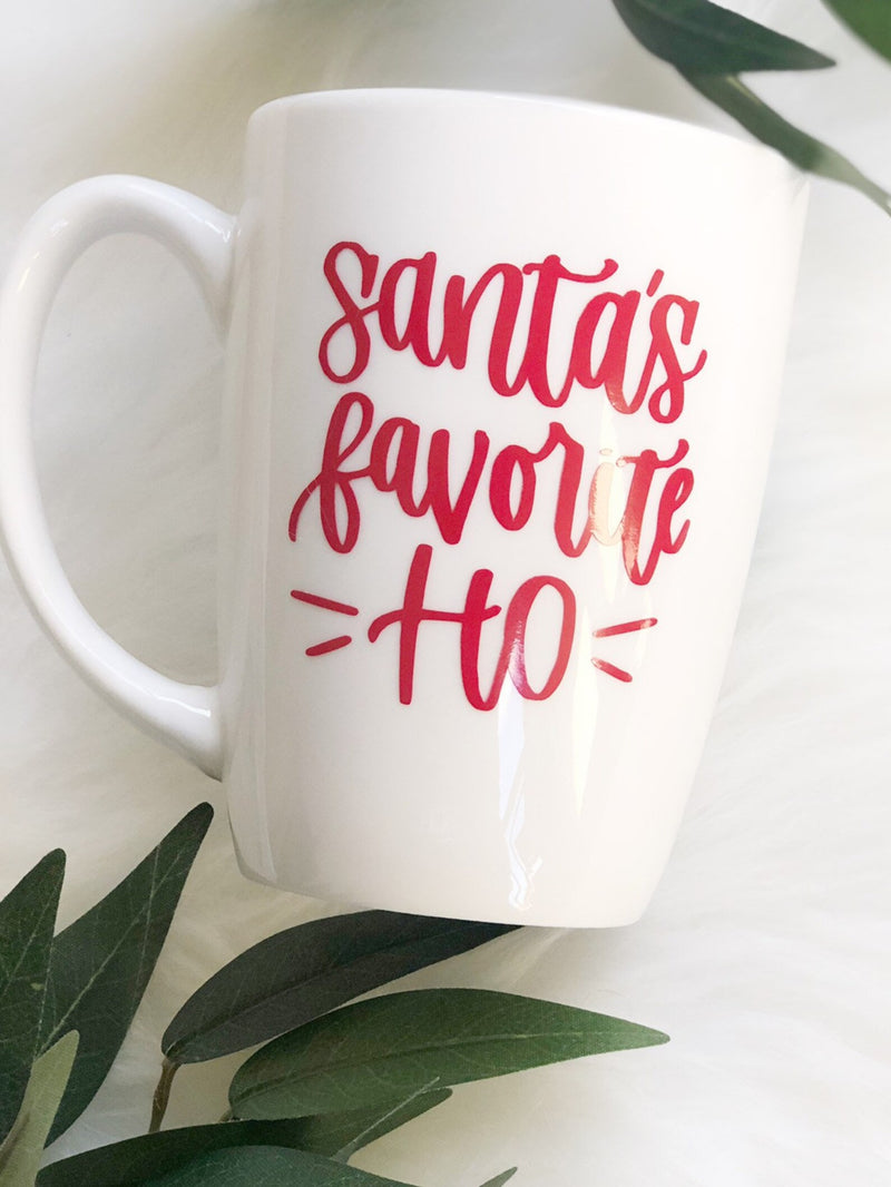 Santas favorite ho mug- christmas mugs- funny christmas mug- santa baby let it snow mug- mug for Christmas - best friend Christmas gift idea
