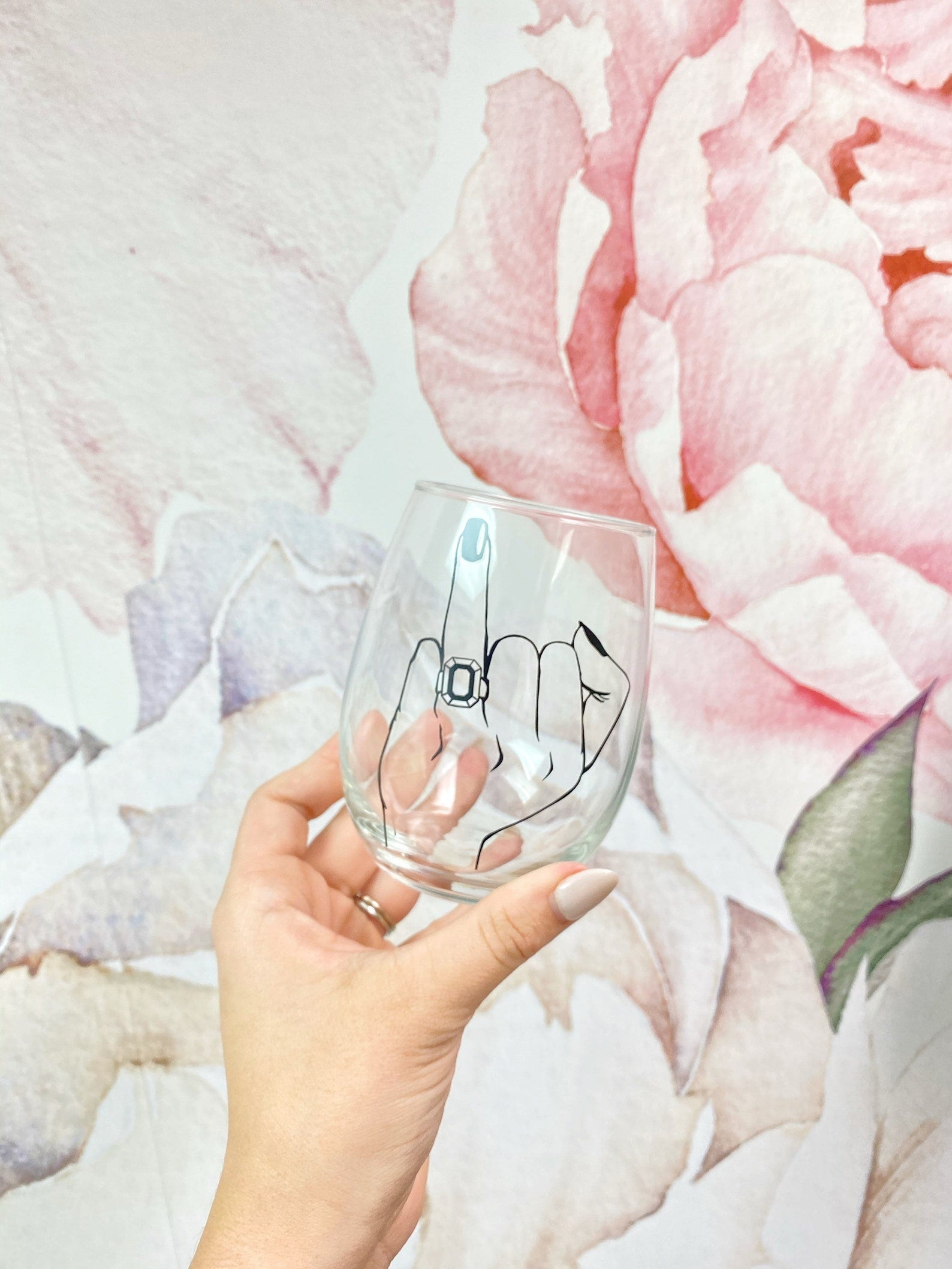 Wedding ring finger wine glass - bride glass future mrs cup - engagement gift idea- wifey mug- engaged af wine glass wedding day gift ideas  Bestseller