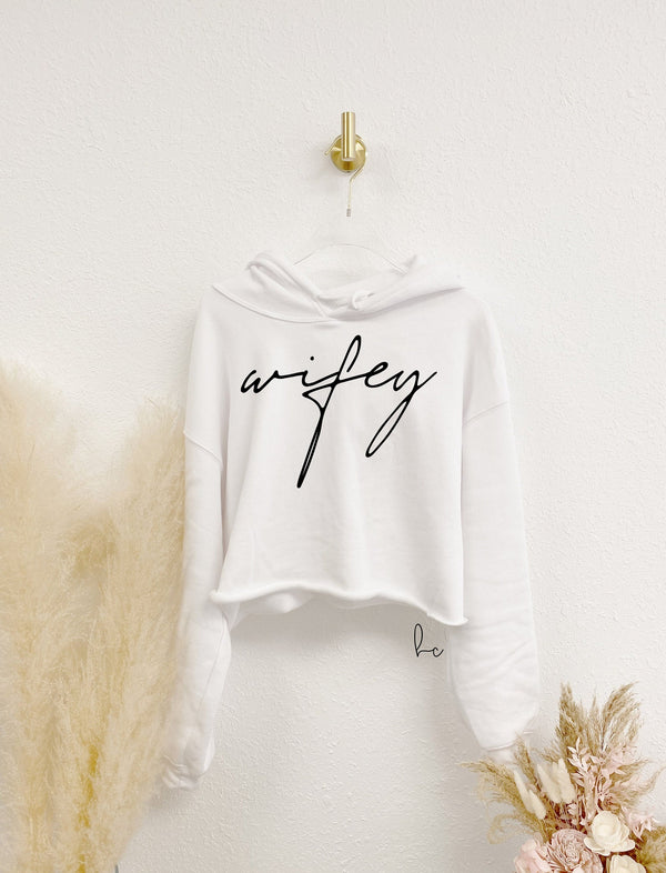 Wifey cropped hoodie sweater- bride sweaters- personalized future mrs wifey sweaters- engagement gift for bride to be bachelorette