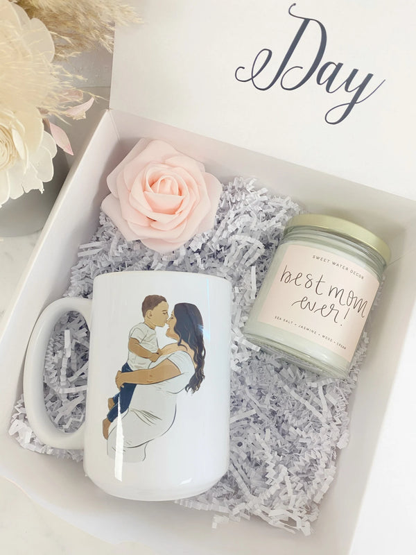 Mother’s Day box custom drawn family mug- family illustration drawing personalized mama mug unique gift for mom grandma mother in law idea