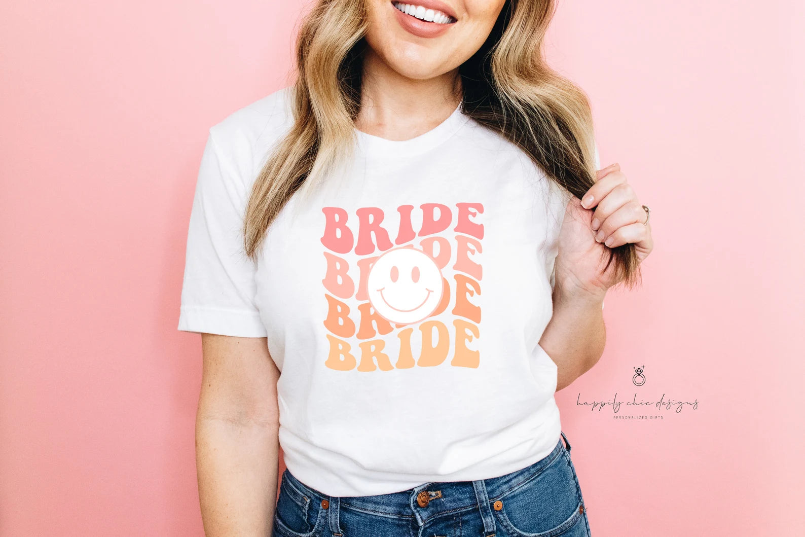 Retro i do crew happy face bridesmaid shirts- bachelorette party shirts- lets go bride tribe squad- bridal party shirt idea custom smile face
