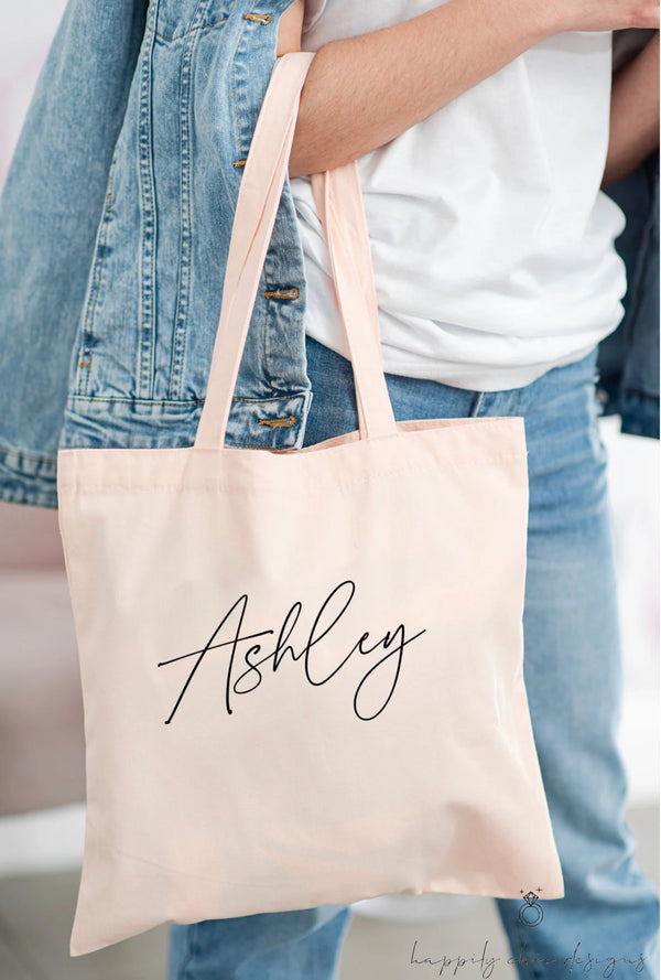 Bridesmaid tote bags- personalized tote bags- bachelorette party gifts for bridemaids- maid of honor tote bag- bridal party tote bags name