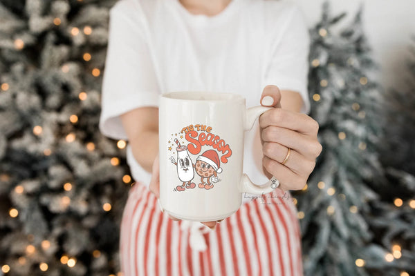 Tis the season mug- milk and cookies- christmas mug- gift for her- coworker gift secret Santa mug vintage retro Christmas funny mug stocking