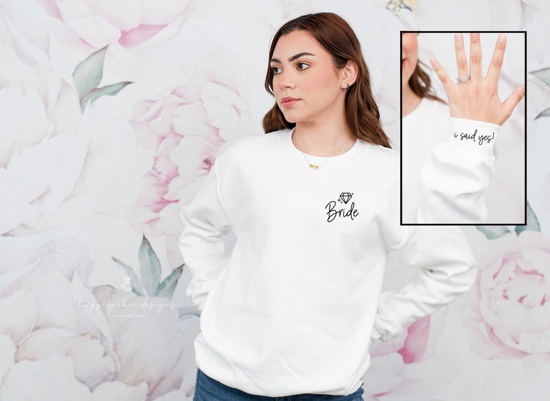 Fiancee wifey sweater- i said yes bride sweaters- personalized future mrs pull over engagement gift for bride to be engaged af gildan