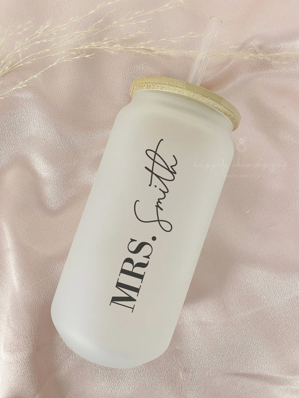 Bride groom mr and mrs ice coffee frosted beer can cups- lucky mr future mrs wifey Hubby couples gift box idea- personalized mr and mrs cups