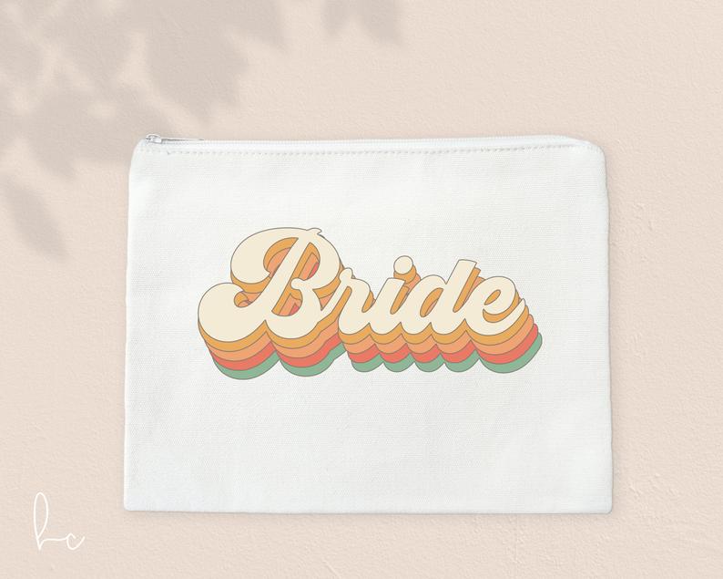 Bridesmaid makeup bag- retro personalized make up bag- bridesmaid pouch hangover survival kit- gift for bridesmaid proposal box- bridal