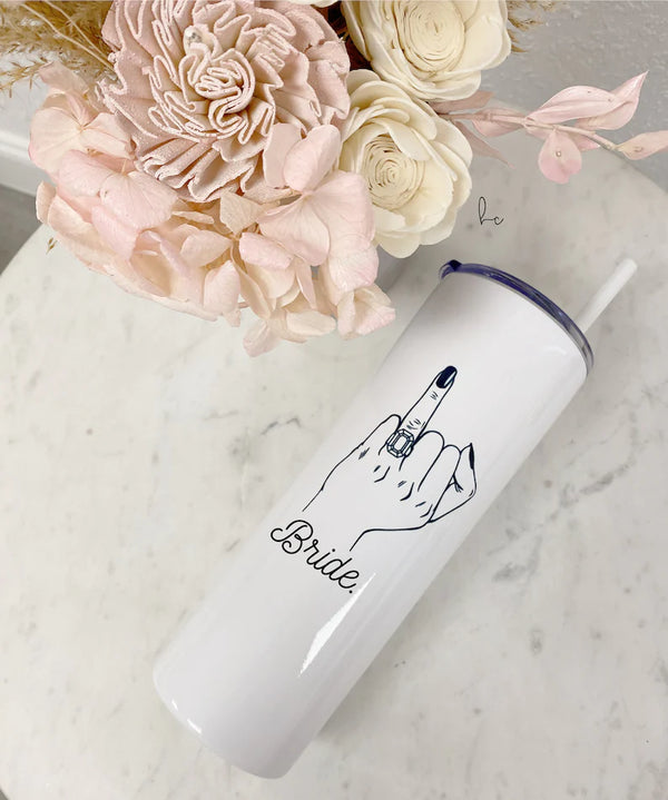 Personalized future mrs stainless steel tumbler- ring finger engagement gift- gift for bride to be- bride tumbler with straw- future mrs cup