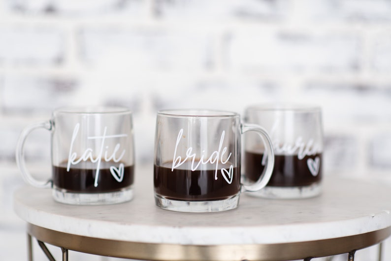 Clear glass mugs- personalized bridesmaid mugs- bridesmaid proposal - custom mug- bridesmaid gifts- gift for maid of honor proposal box gift