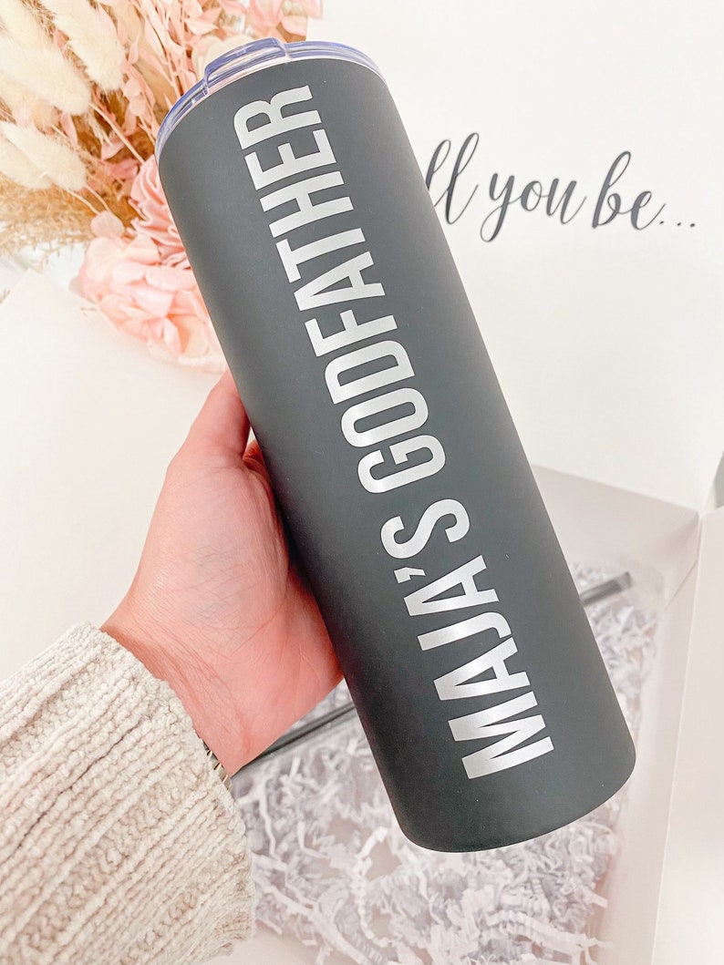 Will you be my godmother gift- godparents proposal gift baby announcement idea- fairy godmother tumbler- aunt gift- godfather proposal box