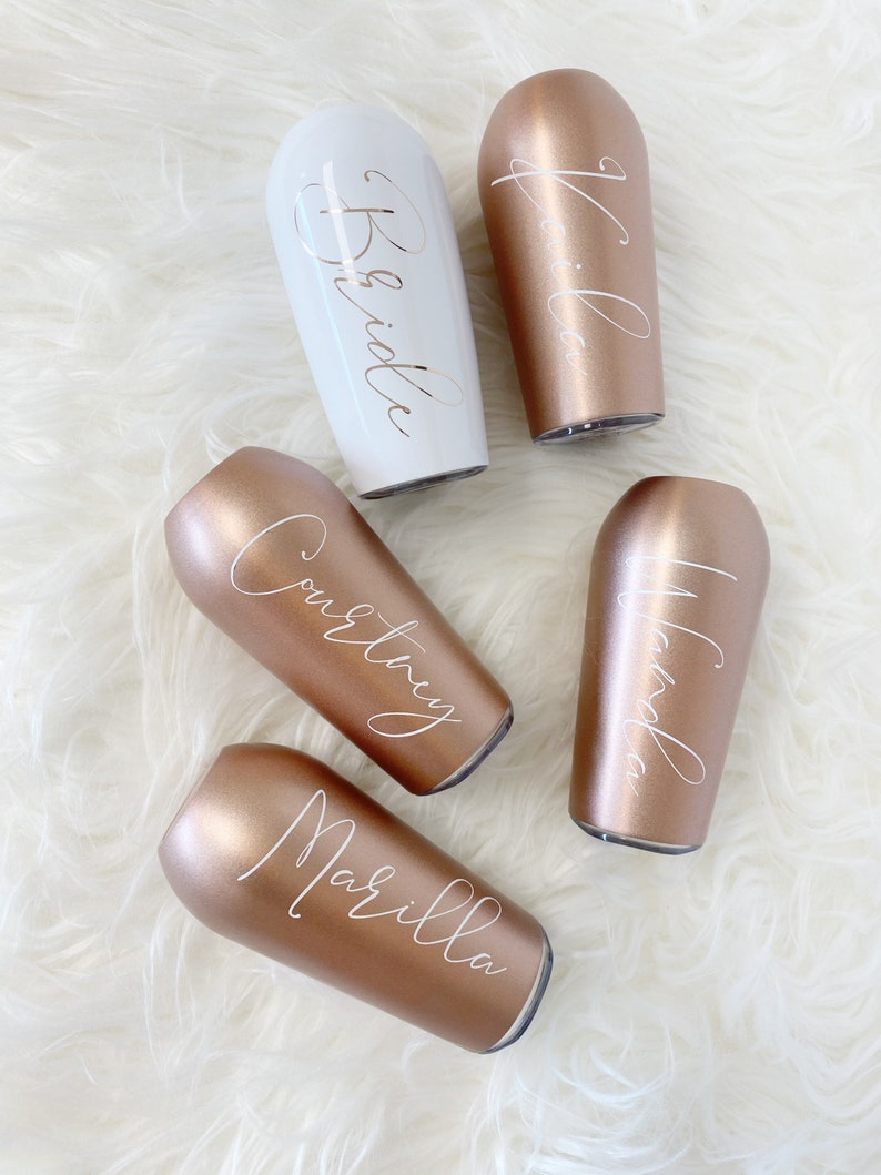 Bridesmaid champagne flute tumblers- personalized champagne flutes- bridesmaid proposal box gift idea- bridal party cups for bachelorette