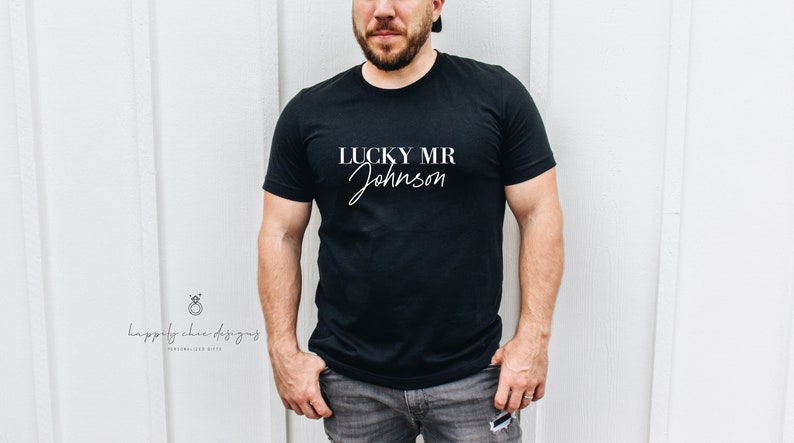 Future mrs lucky mr T-shirt- engagement gift for couple- mr and mrs honeymoon shirts- gift for the couple bride to be groom matching shirts