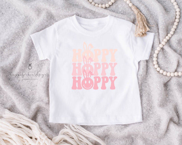 Smiley face retro kid Easter T-shirt- hoppy first Easter bunny shirt- children easter shirt- matching family easter shirts for child bunny