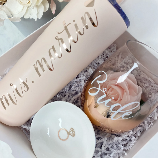 Future mrs gift box gifts Bride to be personalized tumbler coffee mug- wifey engagement box idea bridal shower gift box set- bride ring dish