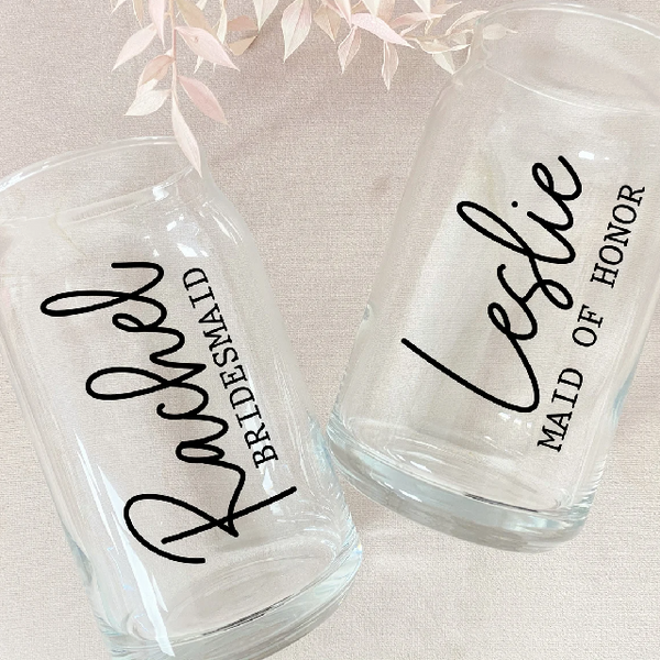 Personalized ice coffee cup - beer can glass soda cup with name- retro bridesmaid proposal glass gift for women maid of honor- bridal party