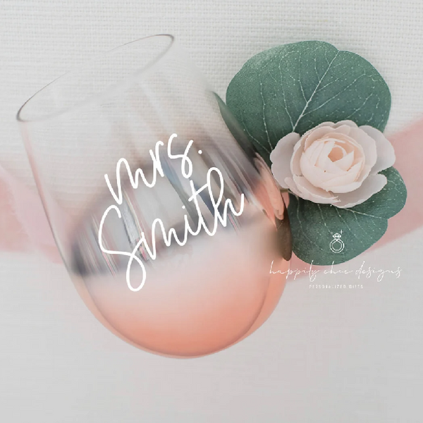 Personalized bride wine glass- bride gifts- engagement gift- wedding wine glass- ombré rose gold wine glass- custom wine glass- bride box