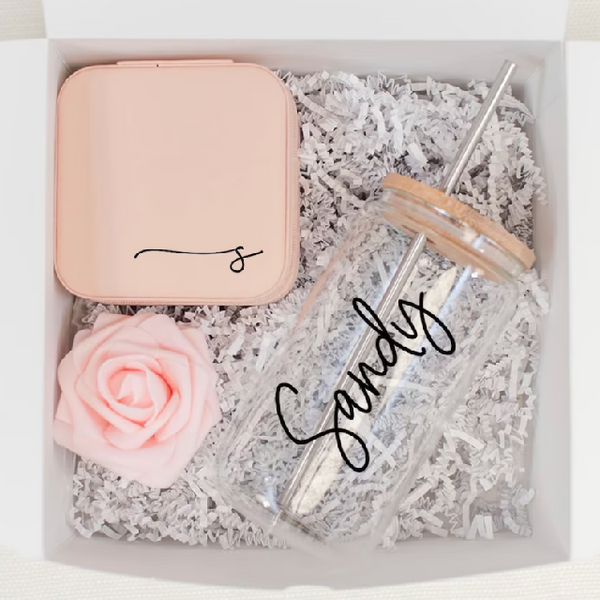 Bridesmaid proposal gift box idea- ice coffee cup travel jewelry box personalized gift boxes maid of honor thank you for being will you be
