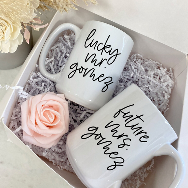 Lucky mr and future mrs mugs his and her wifey hubby bride groom mug set gift box set for wedding day engagement engaged af- couples gifts